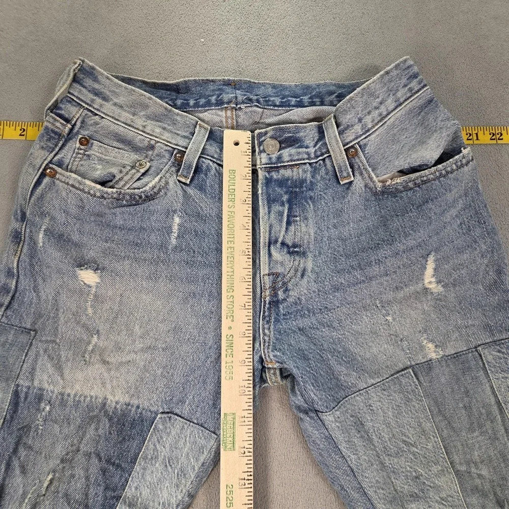 Levis 501 CT Jeans Womens Light Wash Tapered Patched Distressed Fits 27x27 - Picture 7 of 16